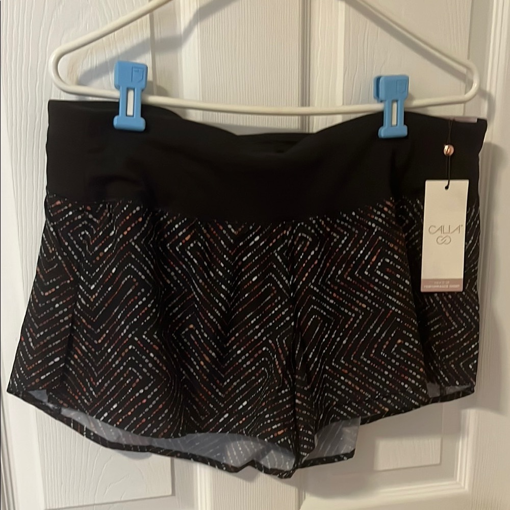 NWT Calia Black Patterned Athletic Shorts. Size Large.